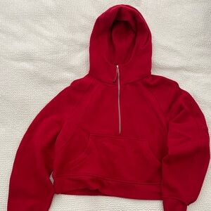 Lululemon Dark Red Cropped Scuba Hoodie 3/4 zip.